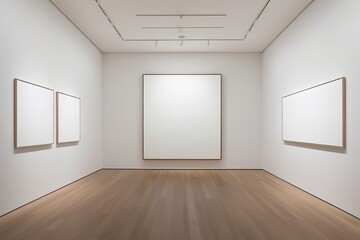 Spacious Bright Gallery Featuring Minimalist Design and Blank White Canvas Display