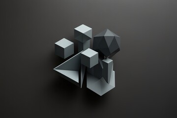 Three Dimensional Geometric Shapes on Charcoal Background