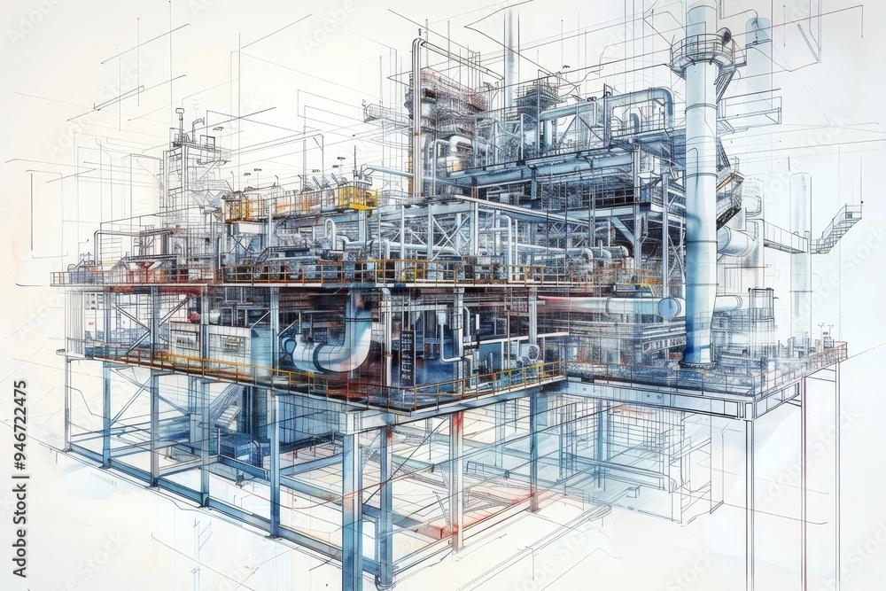 Aufkleber visualizing the complexity of industrial processes