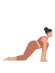 Illustration of a white body positive woman doing a yoga pose