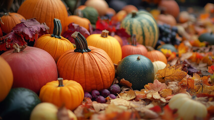 pumpkins and gourds in the fall
