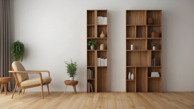 wooden book shelf on wall 