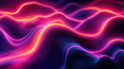 Obraz premium Abstract landscape with neon waves vibrant colors and glowing particles background