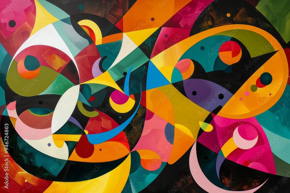 Poster an abstract interpretation of disco music through dynamic shapes and shades