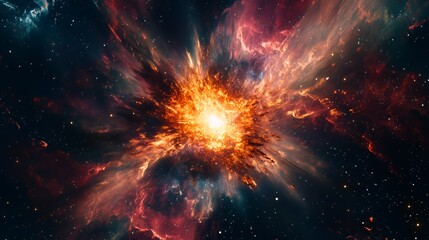 A vibrant cosmic explosion representing stellar phenomena in deep space.