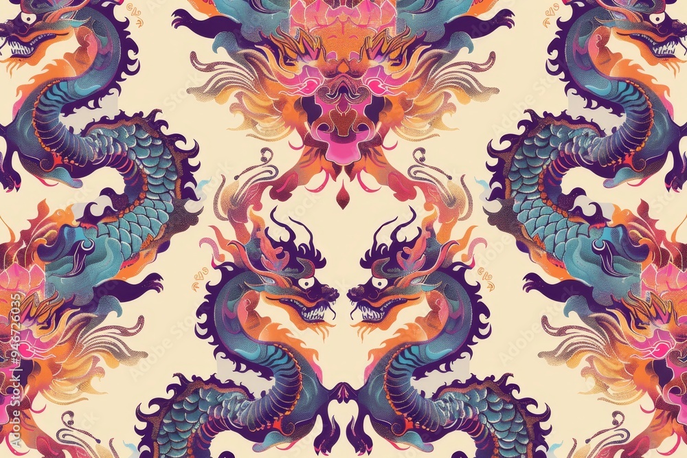 Aufkleber An artist creates an elaborate vector pattern for textile design