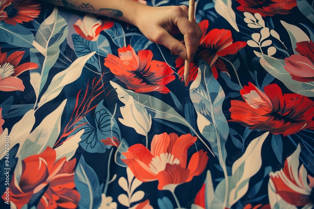 Aufkleber an artist creates an elaborate vector pattern for textile design