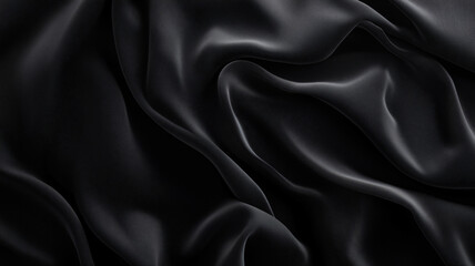 Obraz premium Black textured surface with soft, flowing fabric folds and rich details