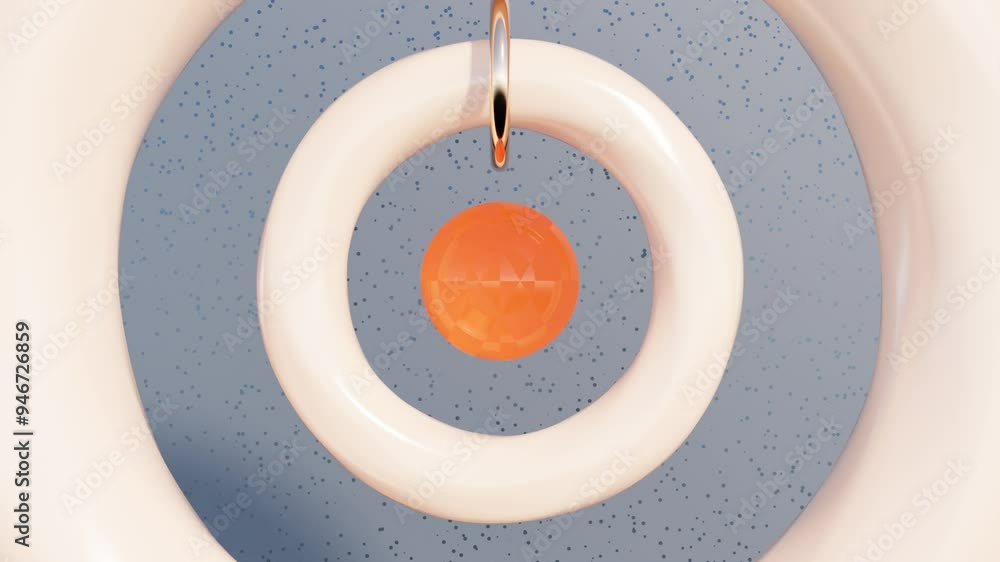 Aufkleber abstract 3d animation with dynamic rings: modern geometric design, seamless loop