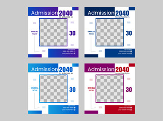 School Admission social media post, promotional discount Back to school