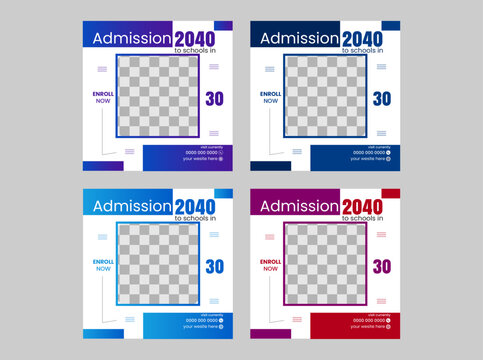 School Admission social media post, promotional discount Back to school
