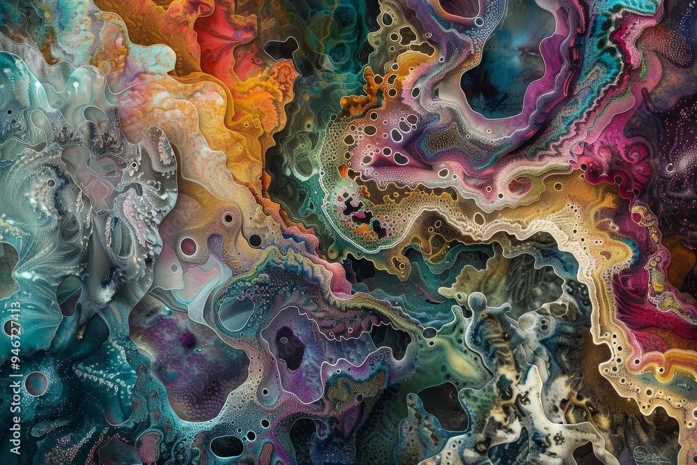 Aufkleber an intricate fractal pattern of swirling colors and shapes