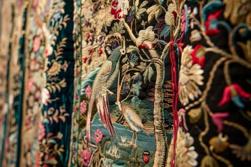 An intricate tapestry told stories of generations past