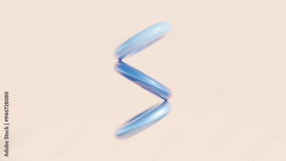 Aufkleber abstract 3d animation of blue and cyan torus shapes for modern geometric design and dynamic motion g