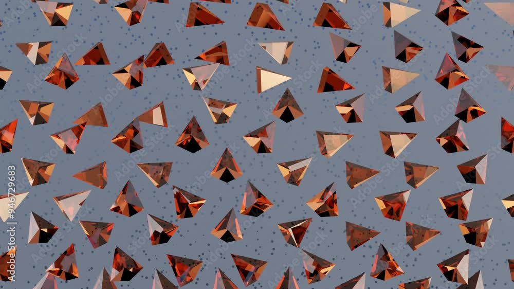 Aufkleber dynamic geometric glitter: abstract 3d animation of shimmering pyramids in dark space