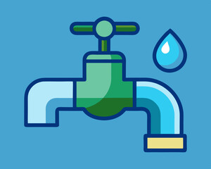 Water tap with a water drop vector icon. stock illustration