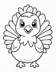 Fototapeta premium coloring page for kids for Thanksgiving with turkey