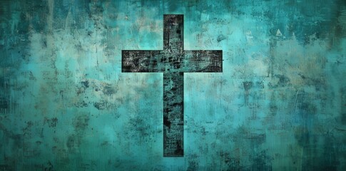 In teal tones, with a rough painted effect, a background with space for a text: scripture, worship lyrics, quote...