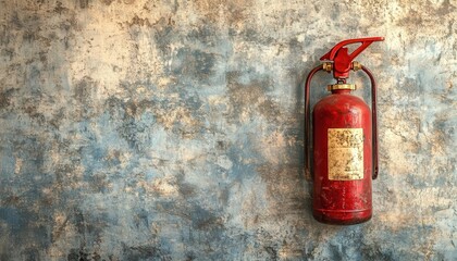 Obraz premium Fire extinguisher mounted on a wall, ready for emergencies