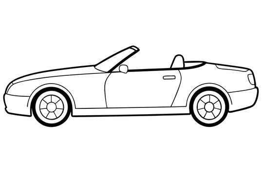black and white convertible car side view clip art preview