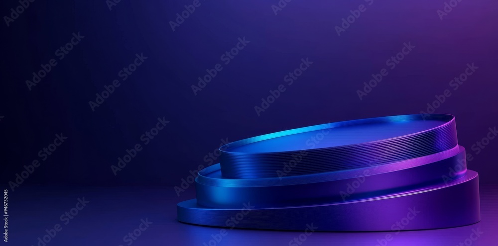 Poster a display stand background with a podium and a very bright, colorful background for presenting produ