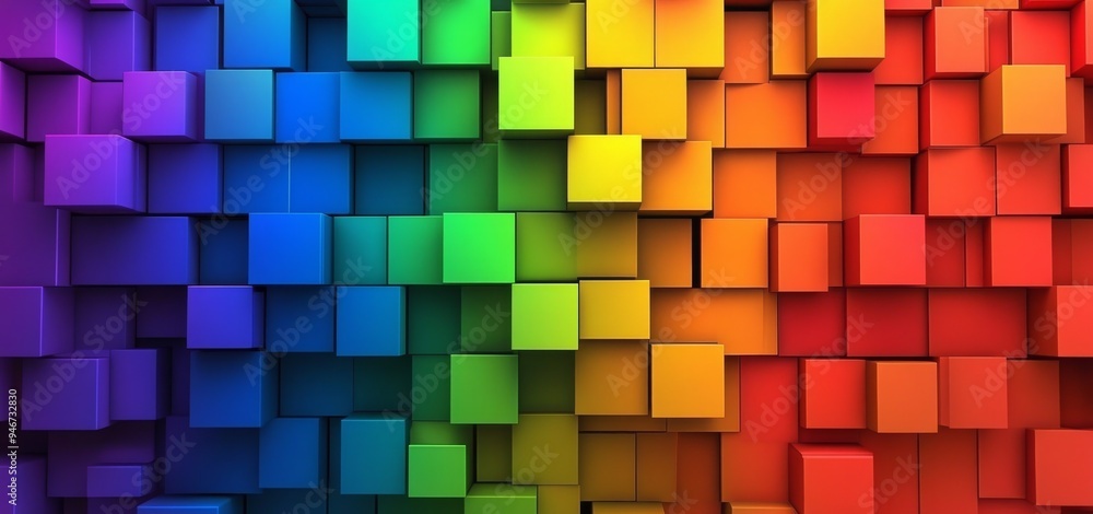 Poster abstract rainbow cubic background. stock rainbow cubes background. rainbow color cubes pattern. rain