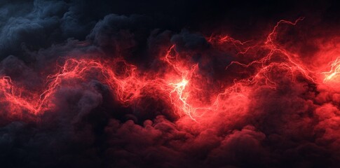 Fototapeta premium Background with fiery red skies with flame and smoke effects, suitable for spooky, Halloween, inferno, and evil concepts, with design space, Stock Image
