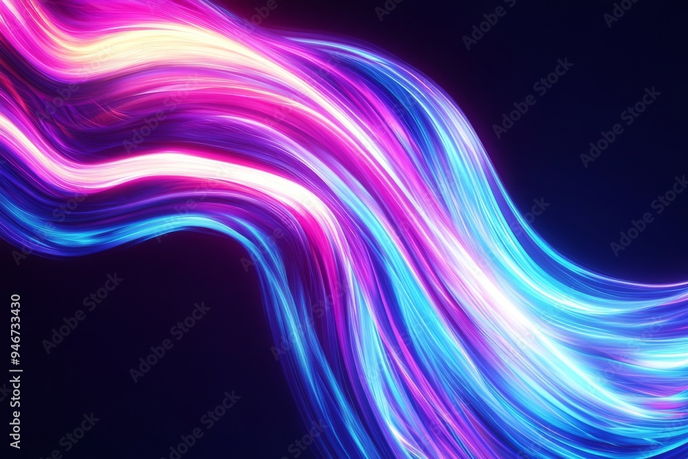 Poster background design with neon wave abstracts. generated by ai.