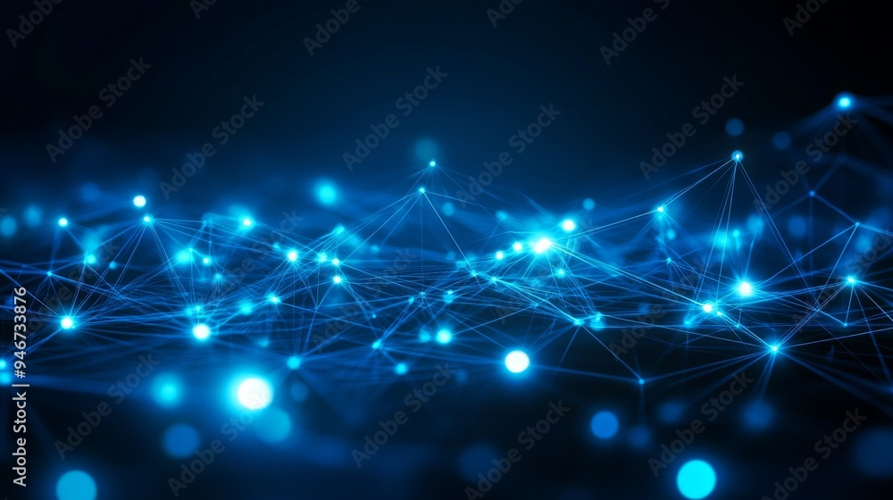 Poster a moving line and dot background concept for a communication and technology network.
