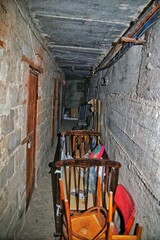 A basement where people live during the war