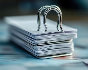 Paper clip with design holding together important documents