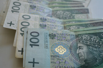 Polish Zloty Banknotes on White Background