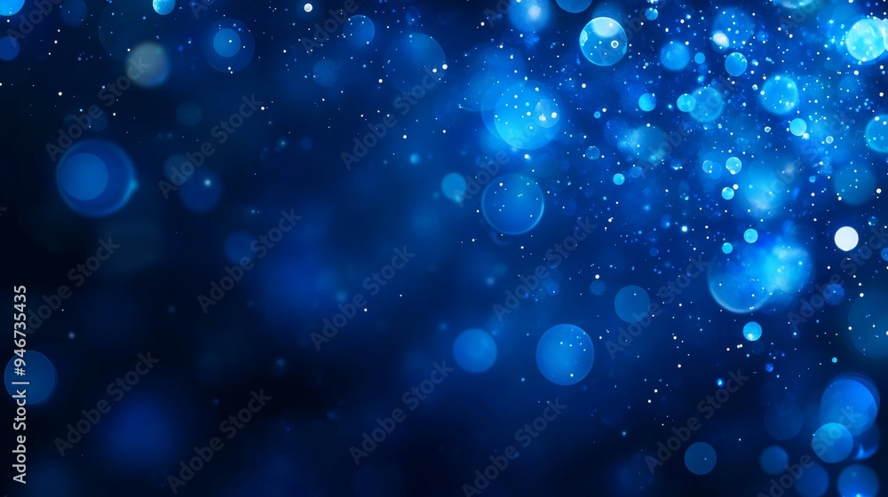 Wall mural the christmas blue background is made up of abstract magic light and bokeh. 3d rendering.