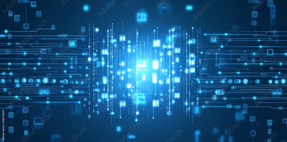 Poster a futuristic background featuring abstract electronic circuitry in 2d