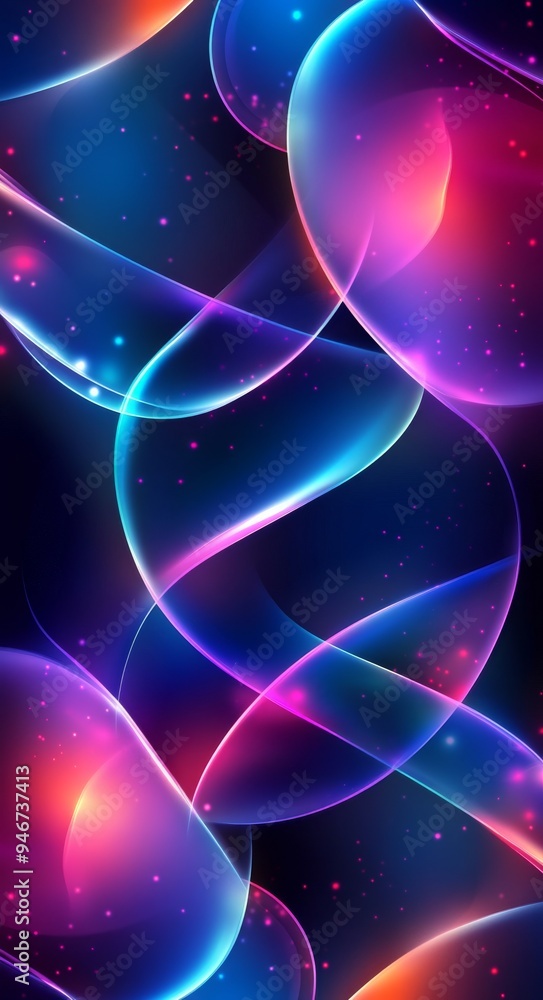 Poster a dark abstract futuristic background with neon lines and a particle explosion.