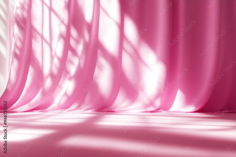 Poster this is an abstract pink studio background for product presentation. an empty white room with flower