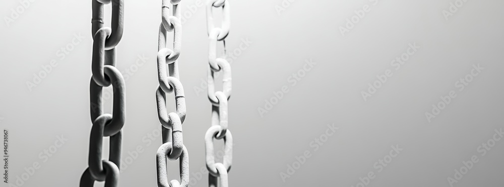 Poster white background with abstract molecular and atomic structures, spirals, and 3d renderings