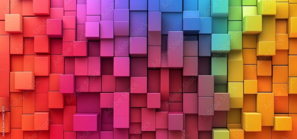 Poster rainbow color cubes background. stock rainbow cubes background. rainbow color cubes pattern. abstrac