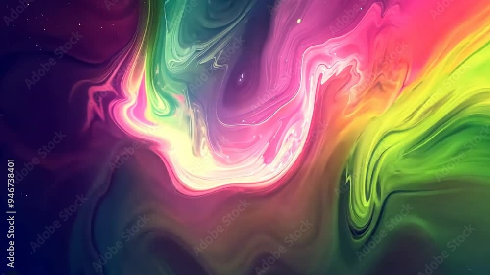 Aufkleber a colorful swirl of paint with a green and pink section. the colors are bright and vibrant, creating
