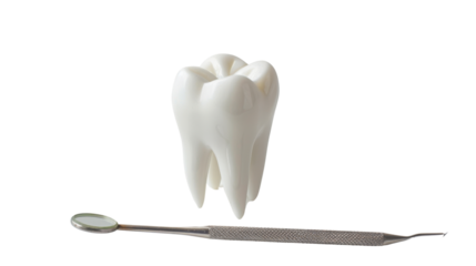 A tooth with a tool isolated on white background