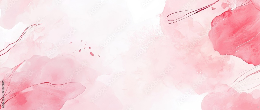 Poster white paper background with abstract pink splashes and space for text or image