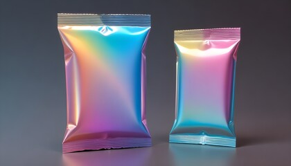 Iridescent Booster Pack Trading Cards Packaging Mockup Plastic Background Graphic Colorful Design