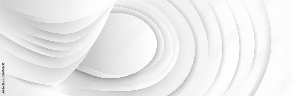 Poster embossed white paper background with 3d rippled circles in soft shadows. abstract light elegant seam