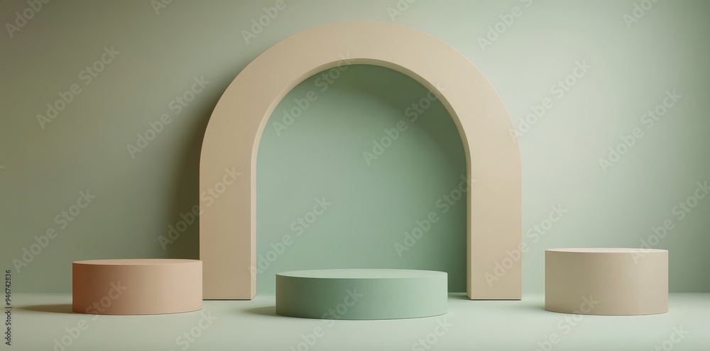 Poster this simple, minimal showcase scene has a golden square frame and an empty podium to demonstrate the