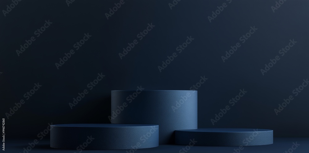 Poster a 3d rendering illustration of an abstract background with a blue background for the presentation of