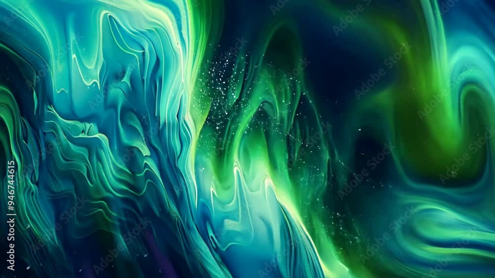 Aufkleber a colorful swirl of green and blue with a hint of purple. the colors are vibrant and the swirls are 