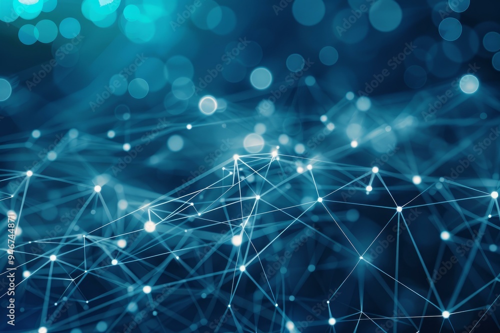 Poster abstract digital background with a network connecting dots and lines