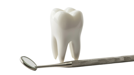 A tooth with a tool isolated on white background