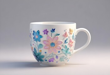 Floral Coffee Mug Beautiful Cup Ceramic Romantic Cafe Graphic Colorful Design
