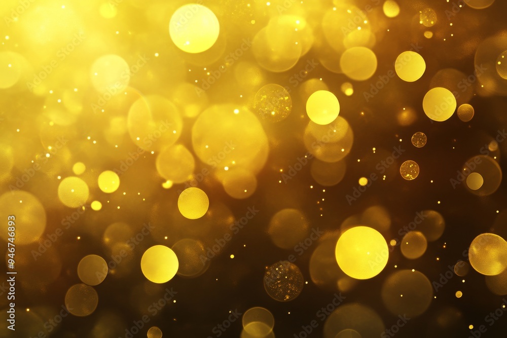 Poster background bokeh effect, abstract gold background with soft blurry bokeh light